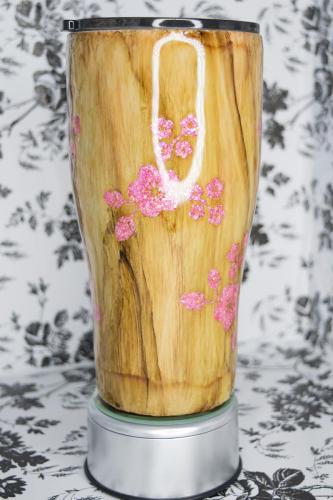 Wood Grain Cherry Blossom Peekaboo Tumbler
